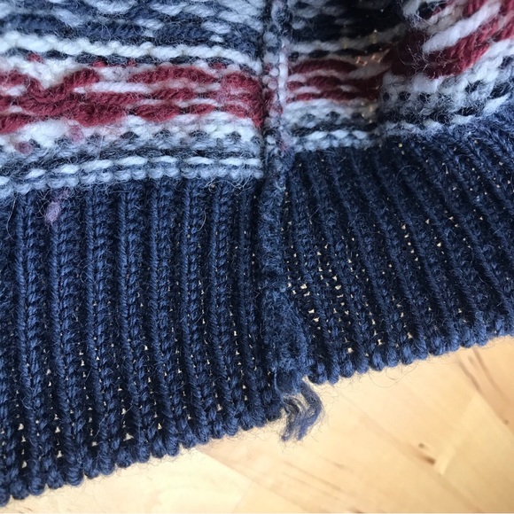 SOLD: Norwear Fair Isle Wool Sweater Folk Metal Clasps Made in Iceland Burgundy - Picture 14 of 16